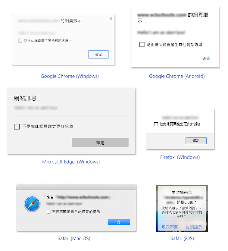瀏覽器對話視窗大展