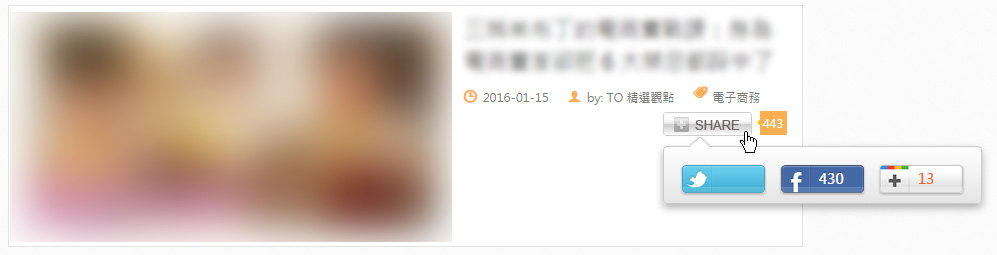 網站內的社群工具計數