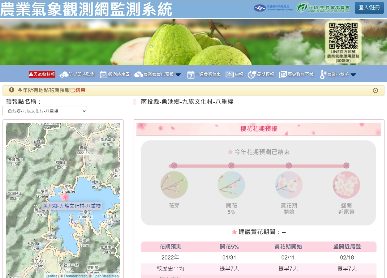 櫻花 - 農業氣象觀測網監測系統