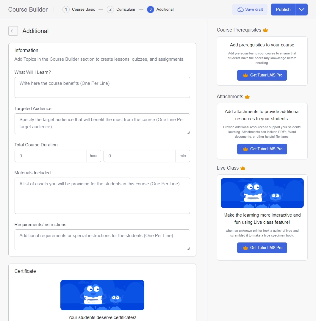 Tutor Lms V3 Cource Editor Step3